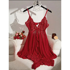 Summer Soft Sheer Nighty Pajamas Nightgowns Dark Green Halter Dress Women Sleepwear Sexy Nightdress Thong Sets
