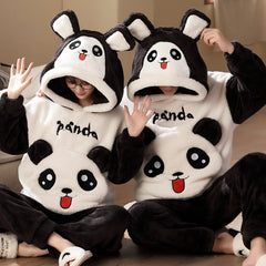 Winter Thicken Cartoon Cat Couples Pajamas Set