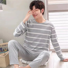 Striped Cotton Pajama Set for Men