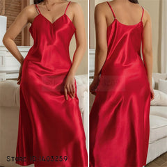 Female Long Nightgown Chemise Sleepwear Sexy Suspender Nightdress Intimate Lingerie Summer Women Satin Home Clothes Loungewear