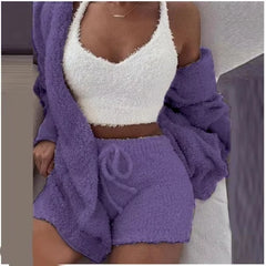 3Pcs Set Pajamas Women Warm Sleepwear