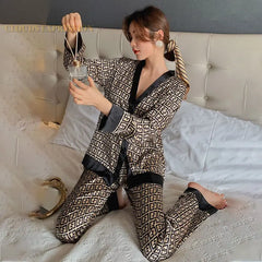 Faux Silk Polyester Pajama Set for Women