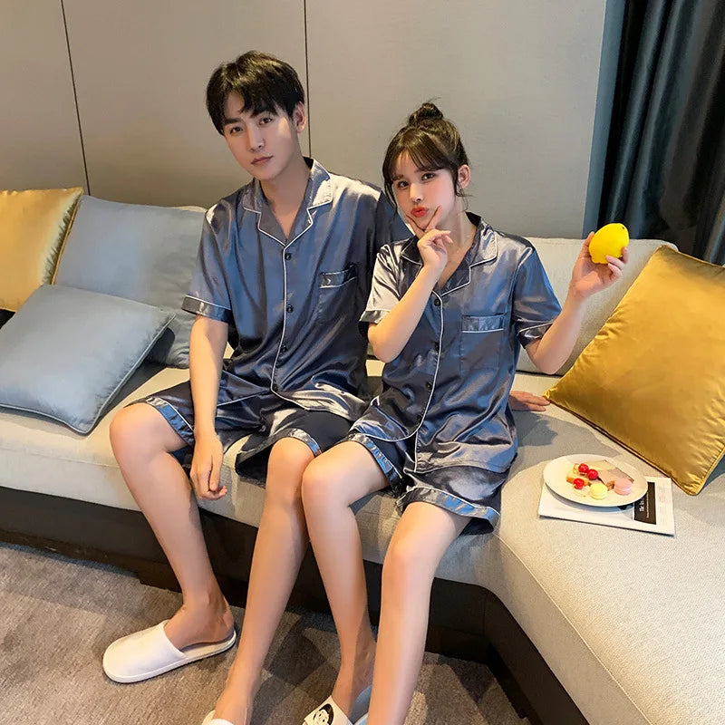 Luxury Satin Silk Couple Pajama Suit