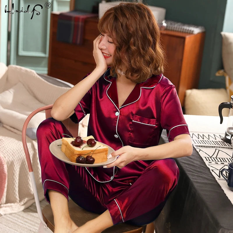 Women's Silk Satin Pajama Set