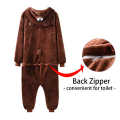 Bear Onesie with Cartoon Slippers