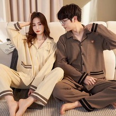 Korean Cardigan Cotton Pajama Set for Couples