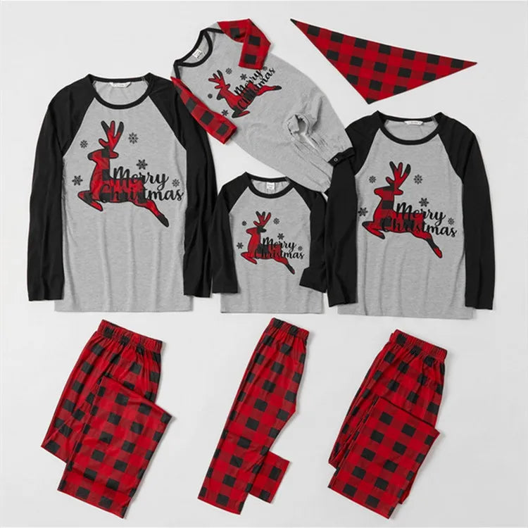 Family Christmas Eve Plaid Matching Pajama Set in Beige, view 10