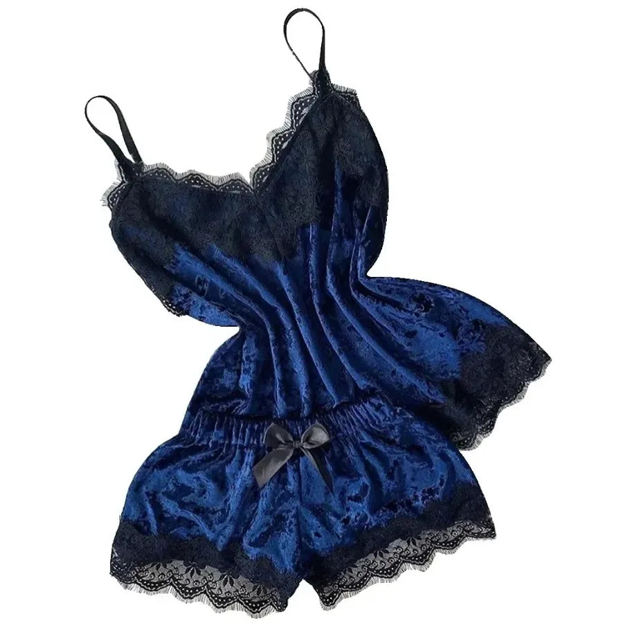 Women's Velvet-Feel Cami & Shorts Pajama Set in Pink, view 13