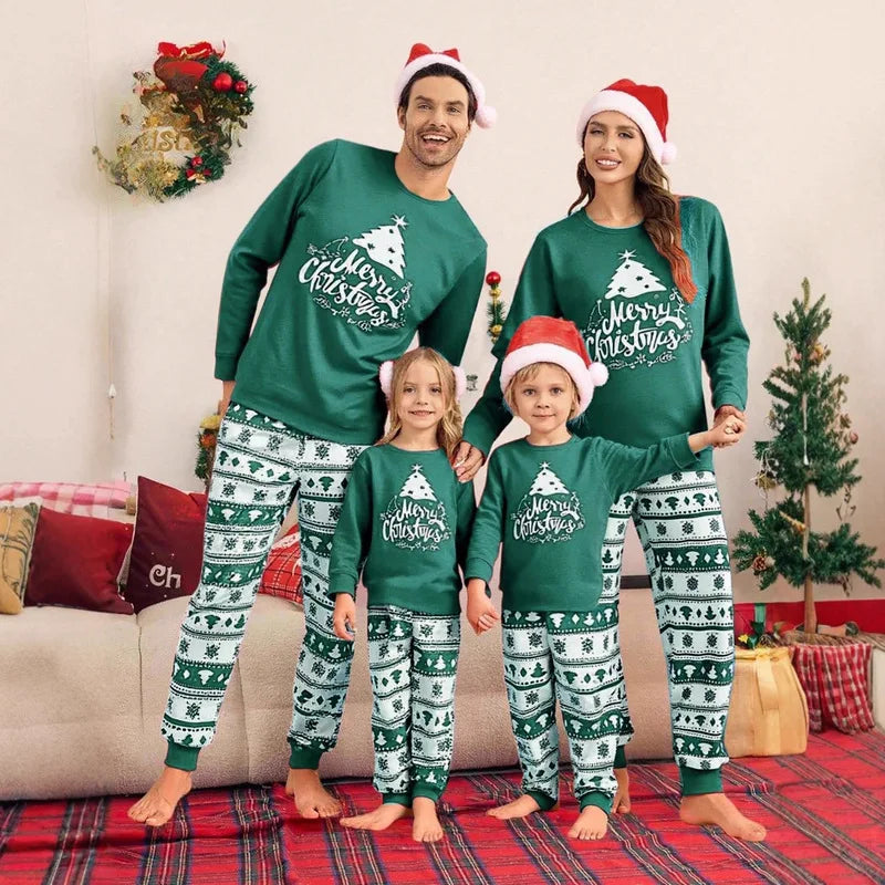 Black & Beige Family Christmas Matching Pajama Set in black, view 4