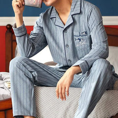 Striped Cotton Pajama Set for Men