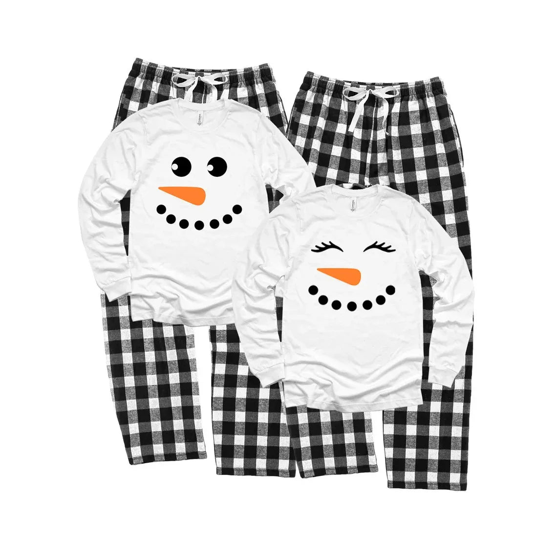 Beige Long-Sleeve Family Christmas Printed Pajama Set in Beige, view 6