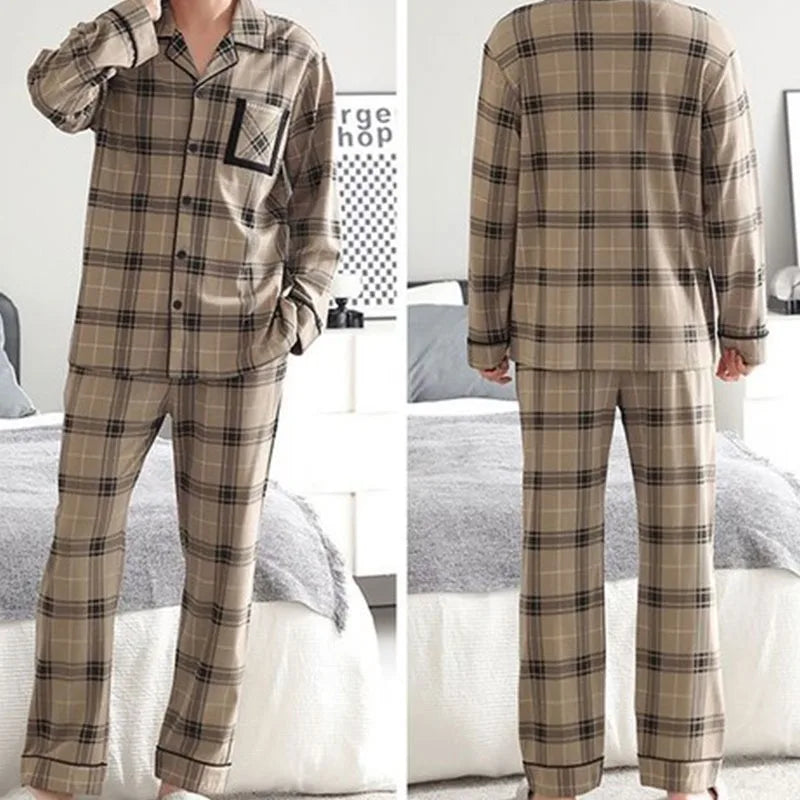 Striped Cotton Pajama Set for Men