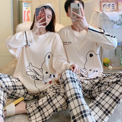 Dinosaur Cartoon Cotton Pajamas for Couples