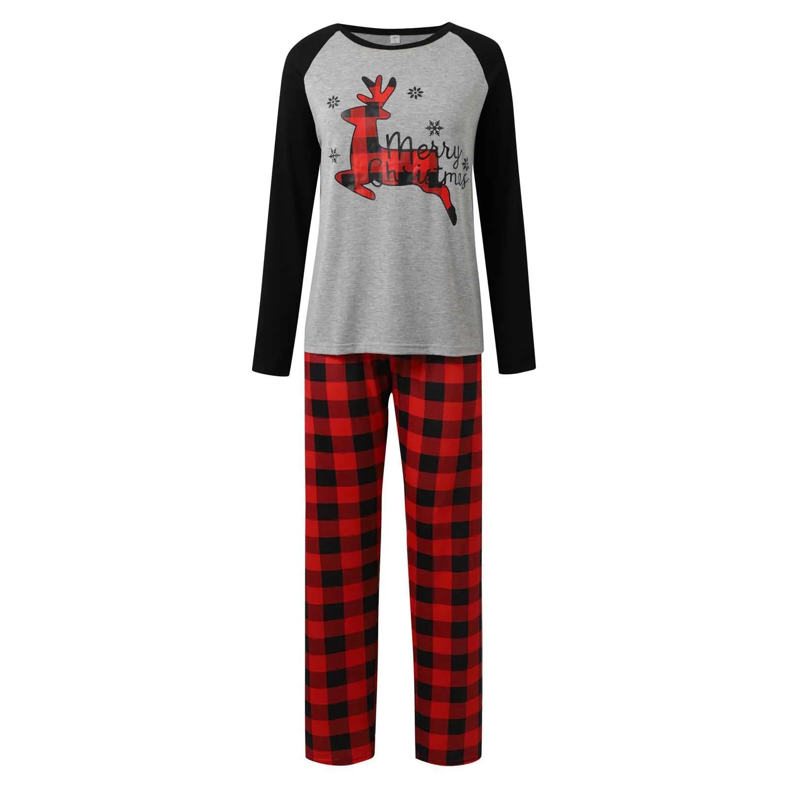 Family Christmas Eve Plaid Matching Pajama Set in Beige, view 12