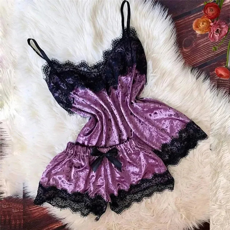Women's Velvet-Feel Cami & Shorts Pajama Set in Pink, view 11