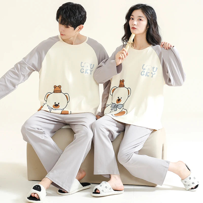 Dinosaur Cartoon Cotton Pajamas for Couples