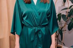 Satin Kimono Bathrobe and Nightgown Set