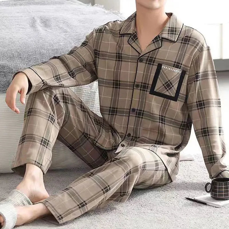 Striped Cotton Pajama Set for Men