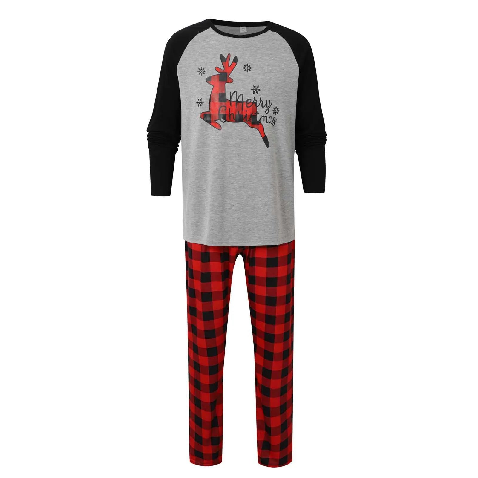 Family Christmas Eve Plaid Matching Pajama Set in Beige, view 11