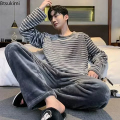 Men's Thick Warm Flannel Pajama Set