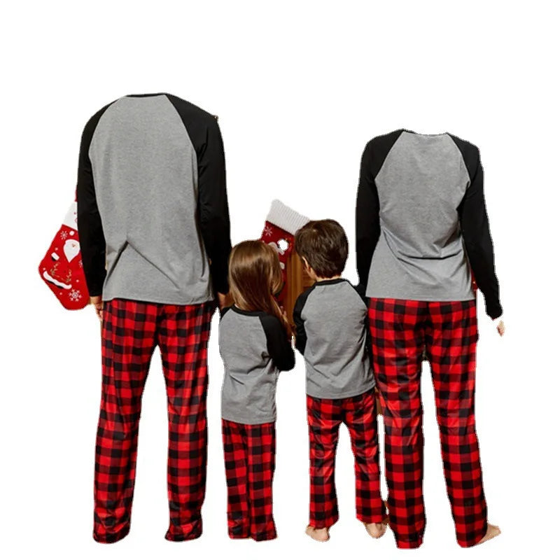 Family Christmas Eve Plaid Matching Pajama Set in Beige, view 9