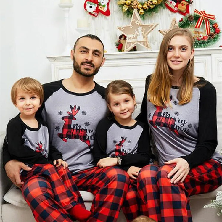 Family Christmas Eve Plaid Matching Pajama Set in Beige, view 8