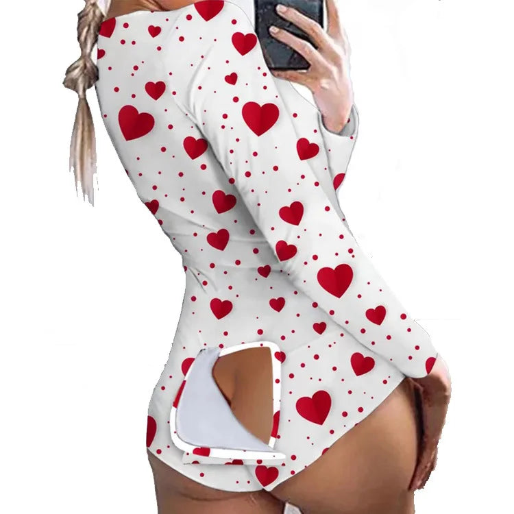 Women's Christmas Onesie with Open Butt Flap