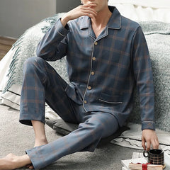 Striped Cotton Pajama Set for Men