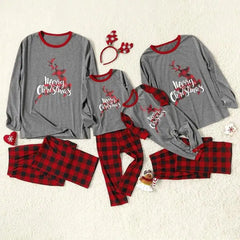 Family Reindeer Christmas Matching Pajama Set in Beige, view 2