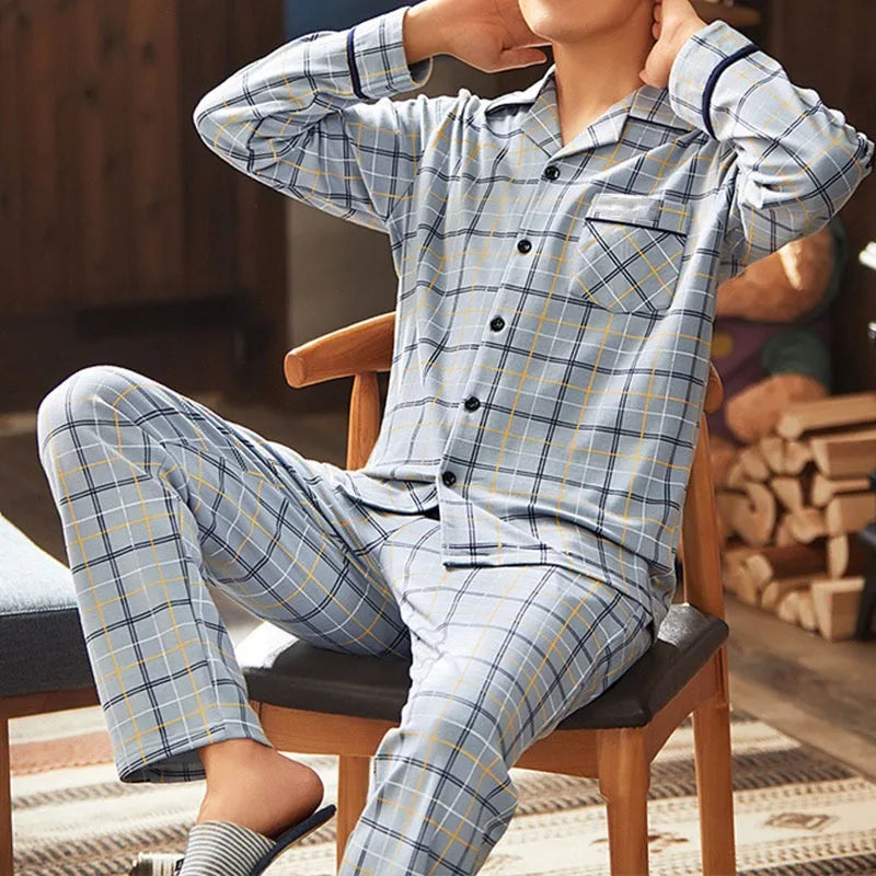 Striped Cotton Pajama Set for Men