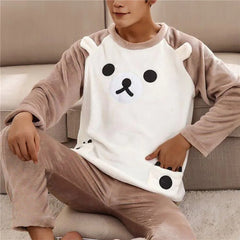 Men's Winter Warm Flannel Cartoon Pajama Set