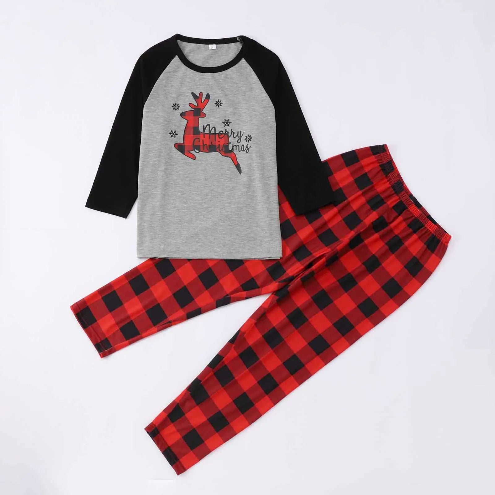 Family Christmas Eve Plaid Matching Pajama Set in Beige, view 13