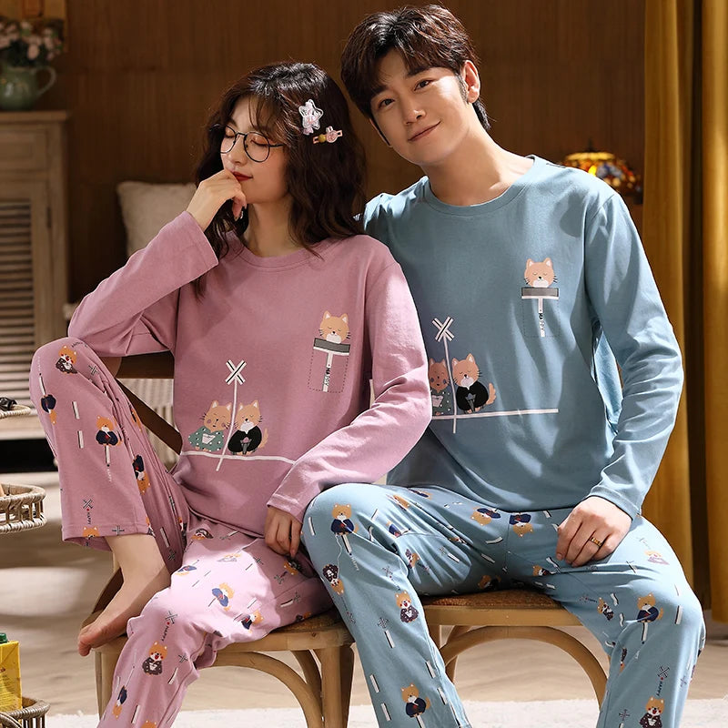 Dinosaur Cartoon Cotton Pajamas for Couples