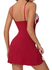 Summer Nightgown Women Sleepwear Sexy Sleeveless V-neck Straps Lace Silk Satin Dress Nighties Nightwear Sleepshirts