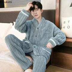 Men's Warm Flannel Pajama Set