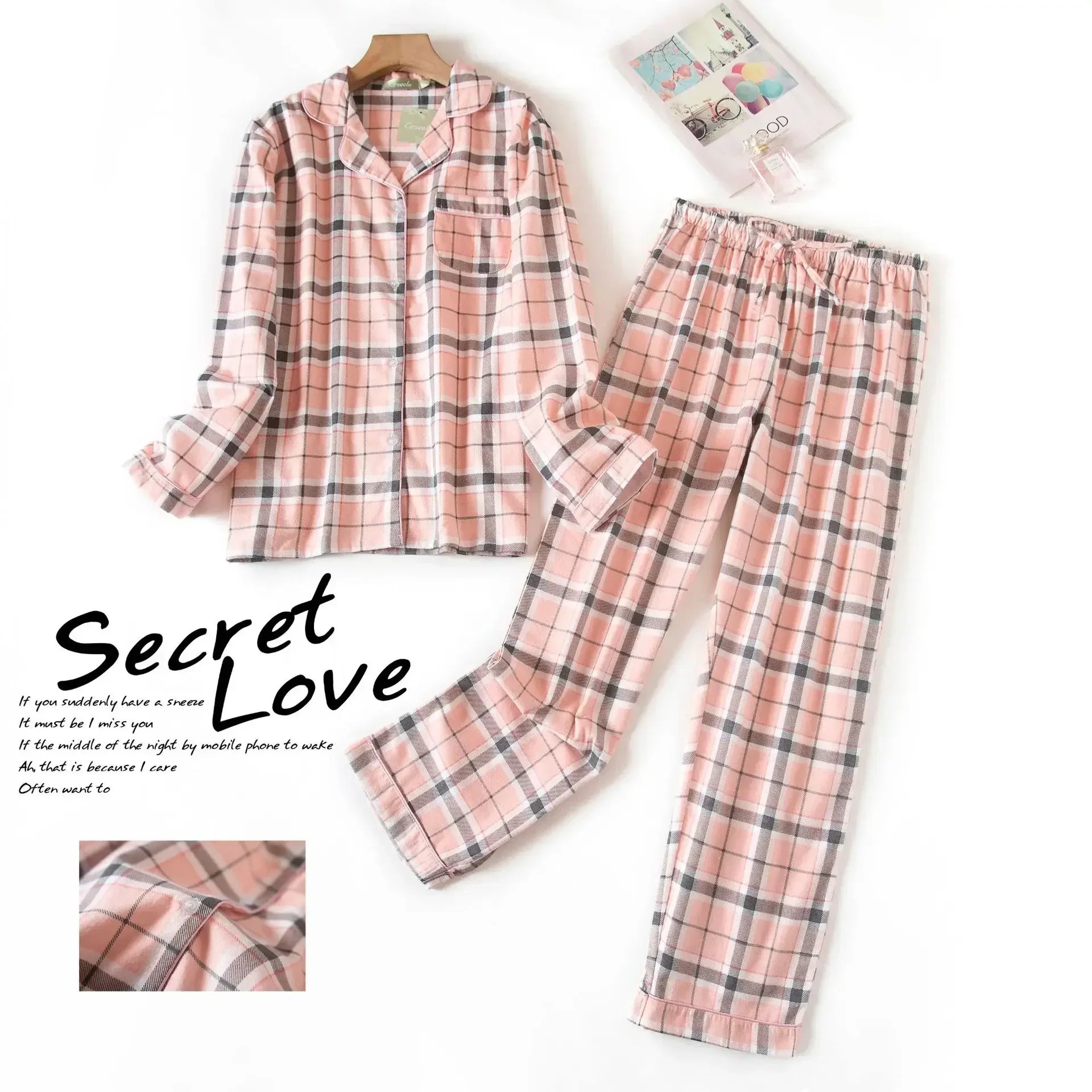 Women's Plus Size Flannel Cotton Pajama Set