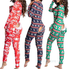 Women's Christmas Onesie with Open Butt Flap