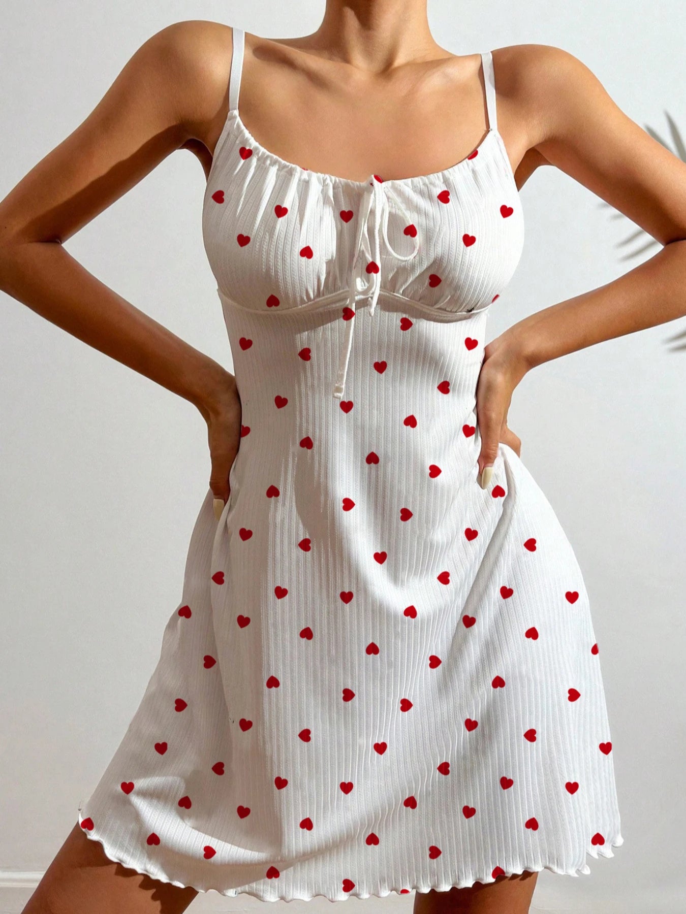 Women's Sleepwear Sexy Nightdress Night Gown Heart Printed Halter Neck Pajama Mini Dress Casual Sleepshirts Nightdress