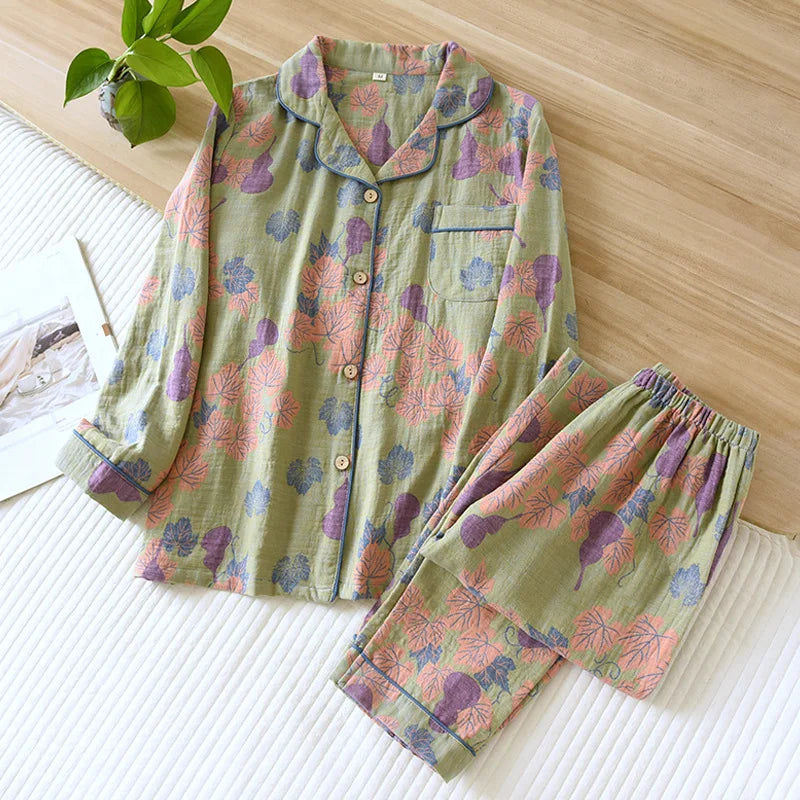 Japanese Spring and Autumn Women's Pajama Set