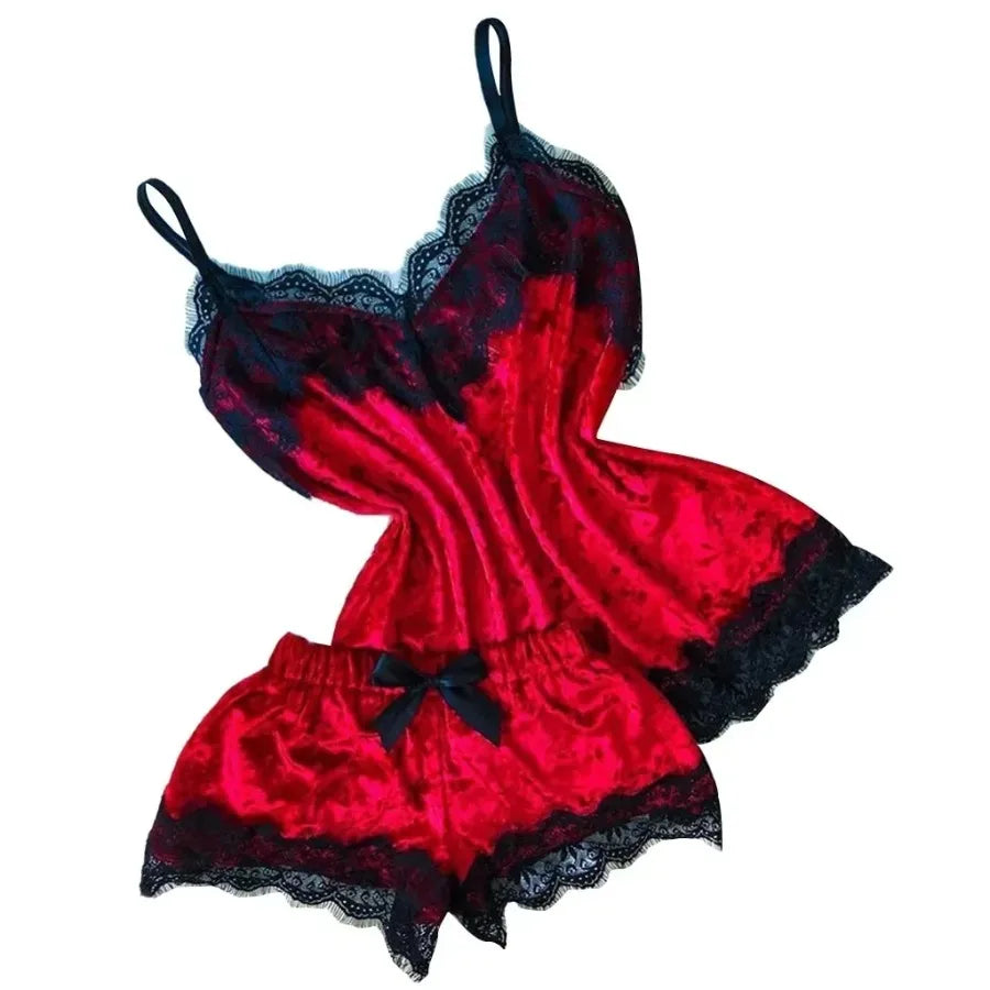 Women's Velvet-Feel Cami & Shorts Pajama Set in Pink, view 16