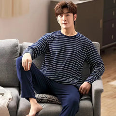 Striped Cotton Pajama Set for Men